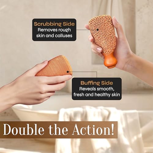 Fac?n Pumice Stone for Feet Callus Remover - Terra-Cotta Foot Scrubber with 2 Sides, 100% Pure Natural Foot Pumice Stone, Pedicure Pumice Stone Scrubber, Foot Exfoliator, Removes Calluses & Dead Skin