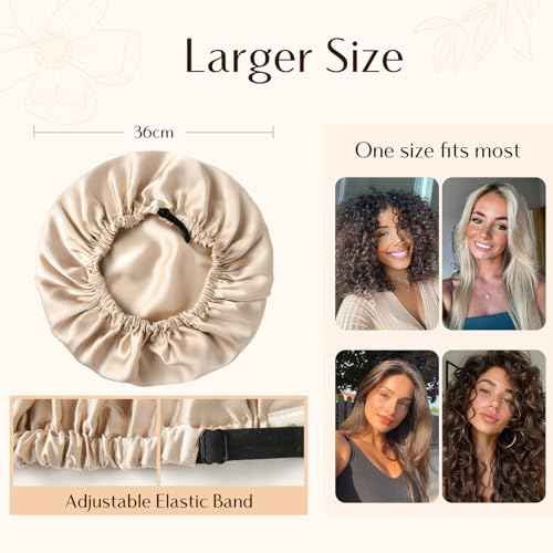 YANIBEST 22 Momme 100% Mulberry Silk Sleep Cap Silk Bonnet for Women - Natural Silk Sleeping Cap Hair Bonnet & Silk Scrunchies