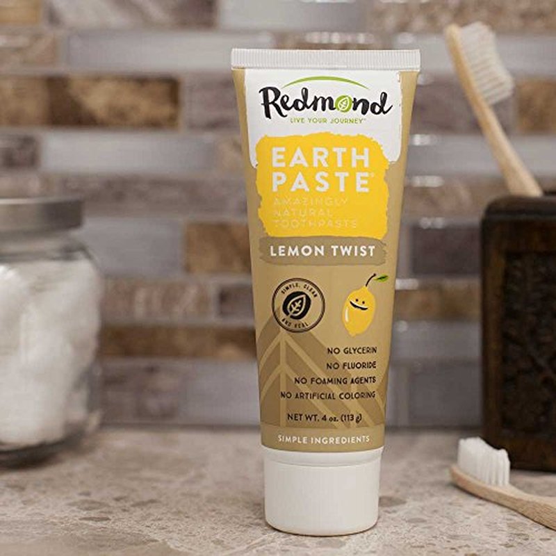 Redmond Earthpaste - Natural Non-Flouride Toothpaste, LemonTwist, 4 Ounce Tube (12 Pack)
