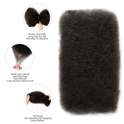 Afro Kinkys Bulk Human Hair,14 Inch 50g/Pack Afro Kinky-Curly Human Hair Bulk for Mini Twist, 4C Bulk Human Braiding Hair For Micro,Crochet,Repair, Dreadlocks,Locs Extensions