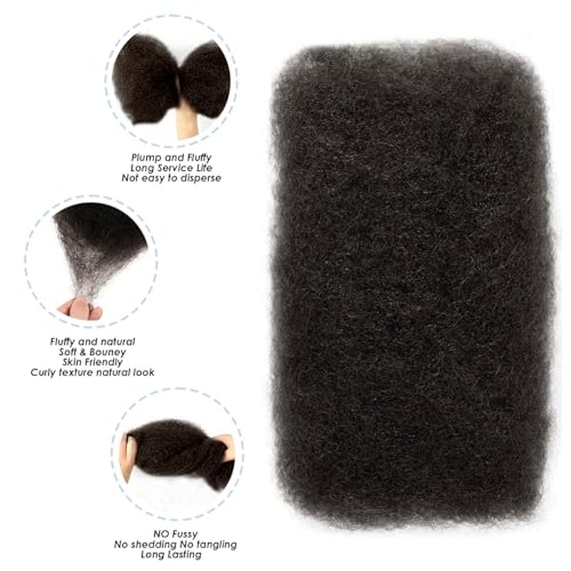 Afro Kinkys Bulk Human Hair,24 Inch 50g/Pack Afro Kinky-Curly Human Hair Bulk for Mini Twist, 4C Bulk Human Braiding Hair For Micro,Crochet,Repair, Dreadlocks,Locs Extensions