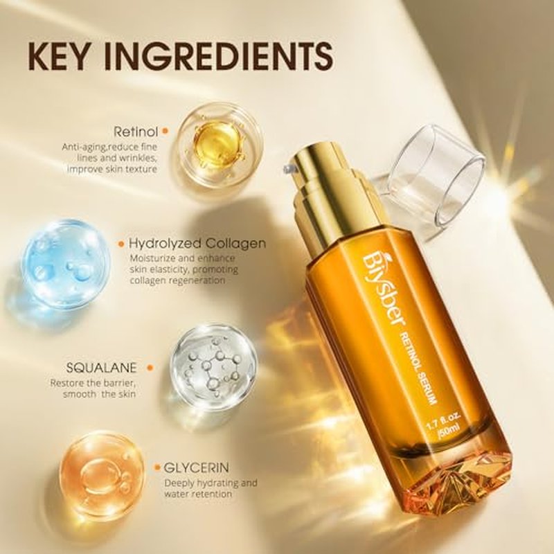 Retinol Collagen Serum for Face: Anti Aging & Anti Wrinkle Repair Serum with Boost Hydration Formula - Day/Night Facial Firming Neck Plump Skin Care for Women/Men(1.70 Fl Oz)