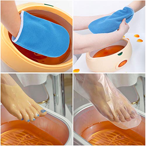 204 Piece Paraffin Wax Bath Set Paraffin Wax Mitts with Bath Liners Gloves and Booties, Plastic Bags Hand Mitts Terry Cloth Booties Foot Mitt