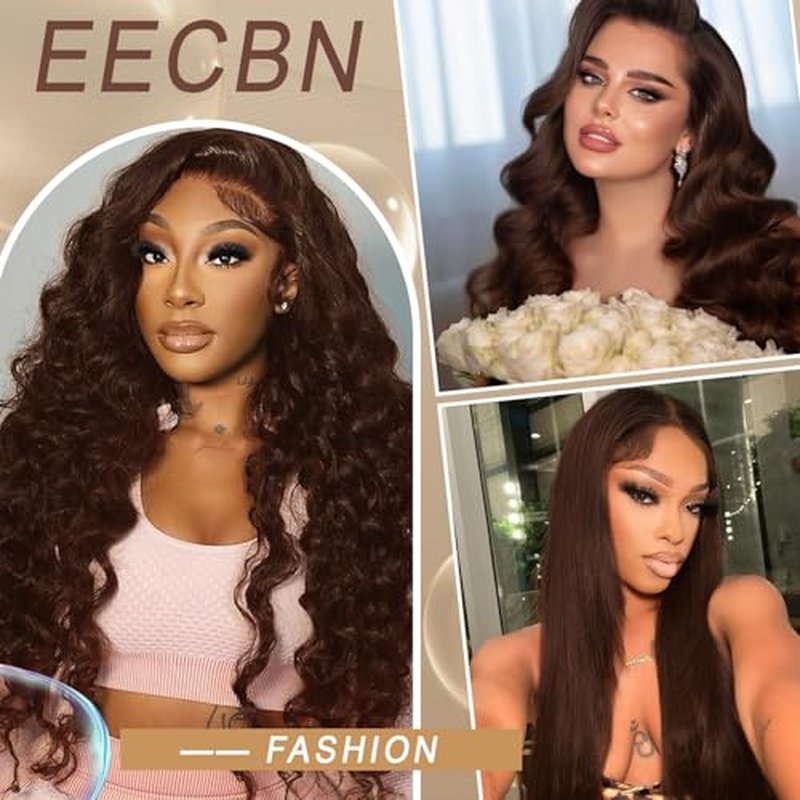 Chocolate Brown Lace Front Wig 30 Inch Deep Wave Wigs Human Hair Brown Loose Wave 13x4 HD Lace Frontal Wig Loose Deep Wave Human Hair Wigs for Black Women 220% Density