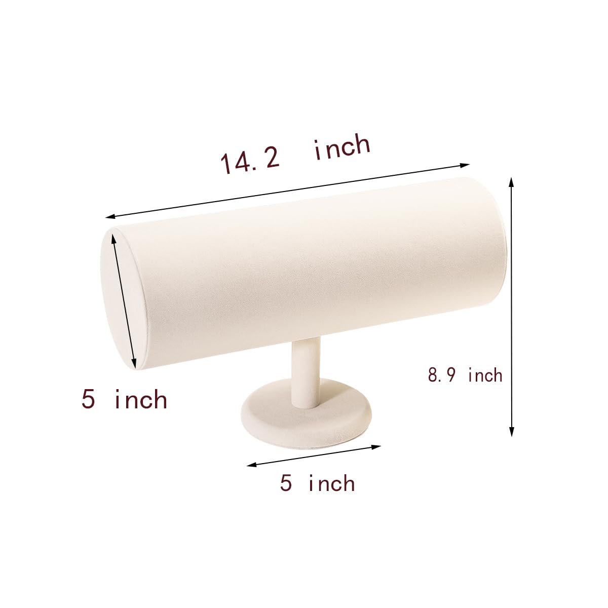 ByKen T-bar Headband Holder Organizer,Hair Band Ear Jewelry Accessories Display Stand for Girls(Beige Velvet)