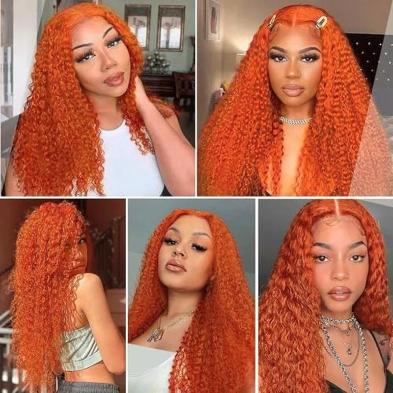 Color 350 Bundle Ginger Curly Wave Human Hair Bundles 8A Grade Color 350 Kinky Curly 3 Bundles 26 28 30 Inch Ginger Orange Bundle Hair Extensions 300G