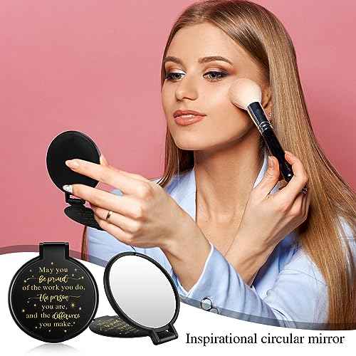 Huwena 100 Pcs Black Compact Mirrors Bulk Gift for Women, Employee Appreciation Gifts for Coworker Staff, Be Proud of The Work You Do, Goodie Bag Stuffers for Christmas, Team Building