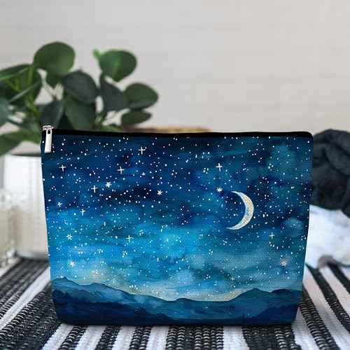 GREOXG Night Starry Sky Makeup Bag, Small Travel Cosmetic Bag with Zipper, Cute Makeup Pouch Gift Ideas for Women Teen Girls Friends Mom Sisters Teacher Birthday Christmas Wedding Graduation-E26