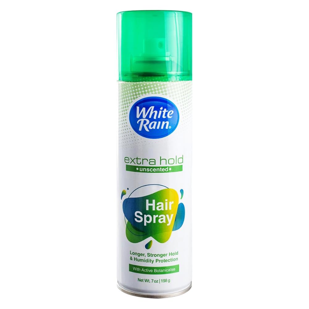 White Rain Hairspray Extra Hold Unscented, 7 oz (Pack of 8), Aerosol Hairspray for Women & Men, Humidity Resistant, Fragrance-Free, Non-Sticky, Finishing Hair Spray Extra Hold for All Hair Types