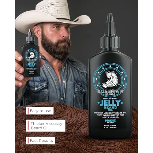 Bossman Jelly Beard Oil for Men (4 oz, Magic Scent) ? Softens, Moisturizes & Conditions with Natural Ingredients