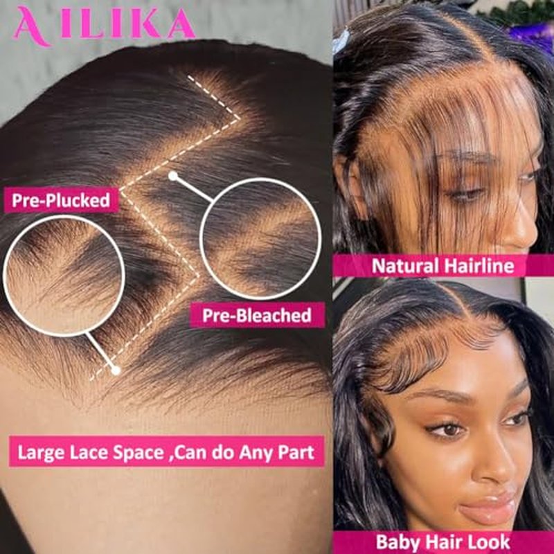 30 Inch13*4 HD Transparent Lace Front Wig Body Wave Human Hair Pre Plucked 180 Density With Baby Hair Natural Hairline Wig For Black Women.