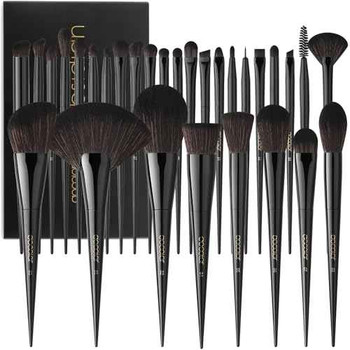 Docolor Makeup Brushes Set Professional 30Pcs Obsidian Makeup Brushes Premium Synthetic Powder Kabuki Foundation Contour Blush Concealer Eye Shadow Blending Eyeliner Crease Eyebrow Make Up Brush Kit
