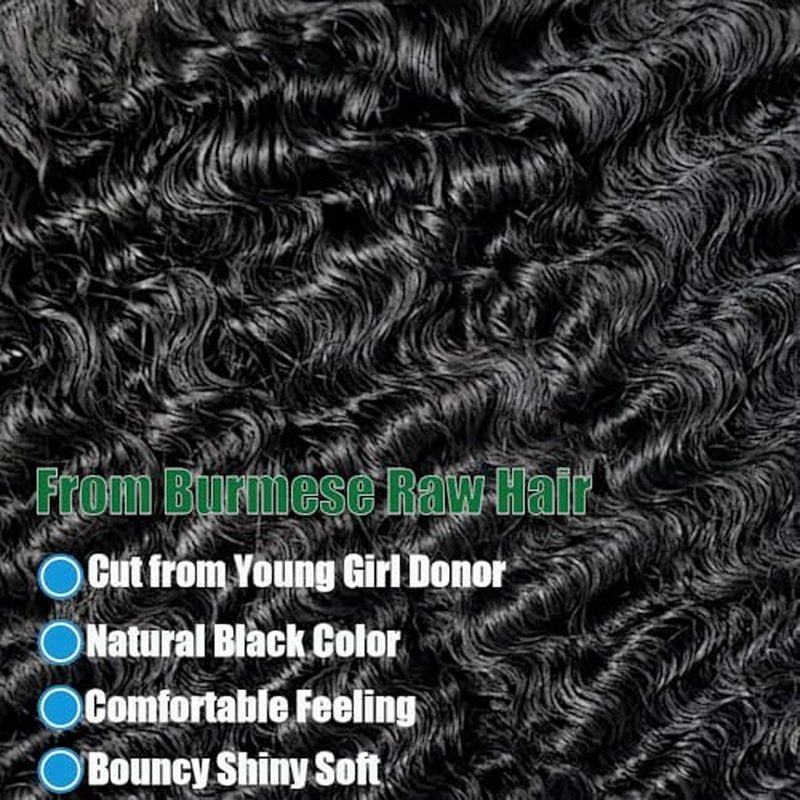 Burmese Curly Bundles Human Hair 12 Inch Human Hair 4 Bundles 100% Unprocessed Quick Weave 3c4a Real Human Hair Extensions Natural Black