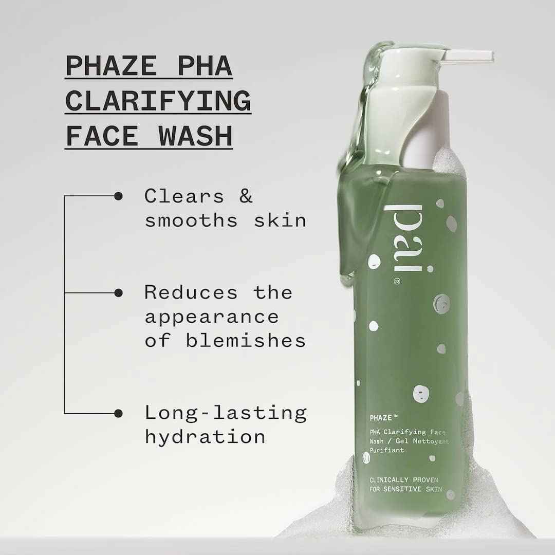PAI SKINCARE London | PHAZE PHA Clarifying Face Wash, Blemish & Blackhead Control, Sulphate Free, Clinically Proven for Sensitive Skin, 28ml Travel