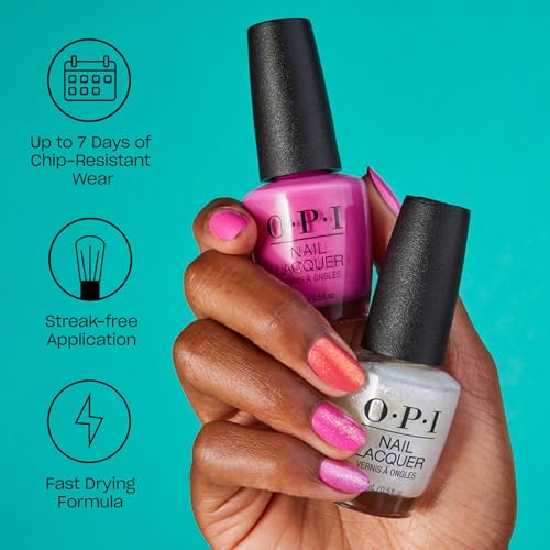 OPI Nail Lacquer Nail Polish | Opaque Light Blue Green Shimmer Chip Resistant Nail Polish | Fast Drying, Streak Free