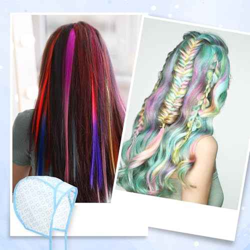6PCS Highlights Hair Color Kit, With 2PCS Coloring Caps, 2 Spatula With Crochet Hook, 2 Hairs Dye Brush, Hairs Highlighting Kit Styling Tools for Salon Dyeing Hairdressing and DIY Dyeing Hair