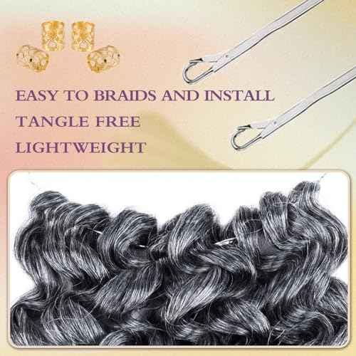 Silke Grey Curly Gogo Curl Ocean Wave Crochet Braids Hair 6 Pack Water Wave Hair Extensions For Women(10inch,Tgrey)