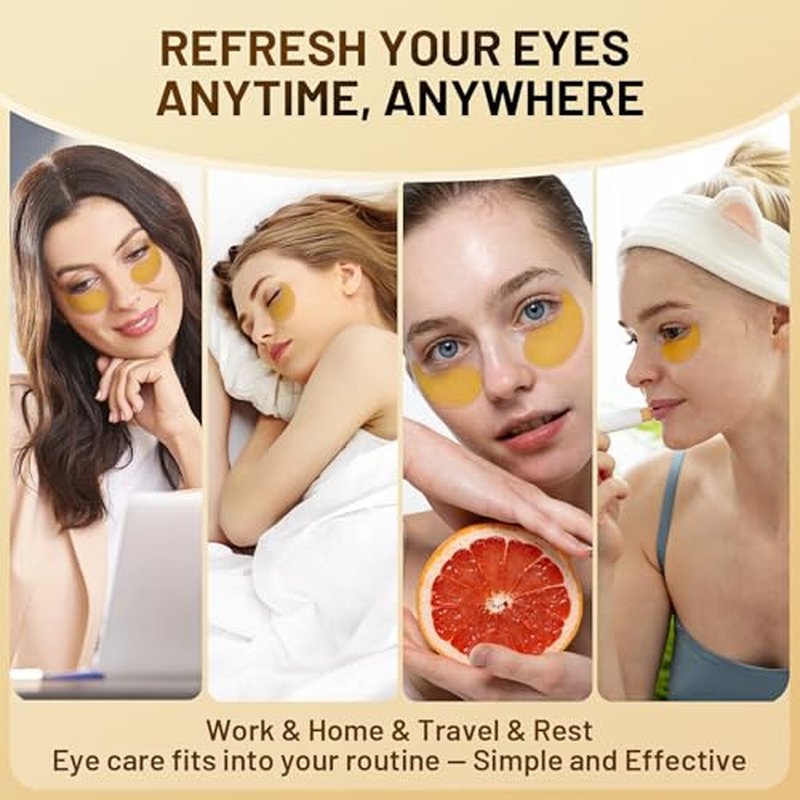 24K Gold Infused Hydrogel Eye Patches - 30 Pairs for Dark Circles, Wrinkles, Eye Bags & Puffy Eyes | Retinol & Collagen Complex, Hydrating Firming Treatment Alternative? (Gold)
