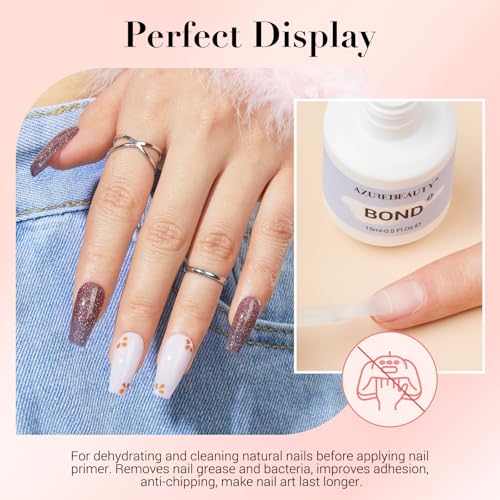 AZUREBEAUTY Dip Powder Liquid Set 15ml/0.5oz Nail Repair Cuticle Oil Multi-Purpose Dip Powder Base Top Coat with Activator, Bond, Cuticle Care for Dipping Kit, No Need Nail Lamp