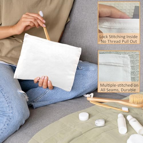 Koolmox 30 PCS 9x7'' White Makeup Bag Set with Zipper, Customizable Cotton Canvas Pouches for DIY Arts and Crafts, Cases to Tie-Dye for Cosmetic Items, Stationary, Party Favors