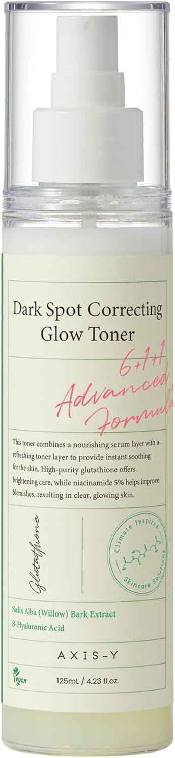 AXIS-Y Dark Spot Correcting Glow Toner - Brightening & Hydrating with 5% Niacinamide, Glutathione & Hyaluronic Acid - Vegan Korean Skin Care Exfoliator Face Toner for All Skin Types - 4.23 fl. oz.