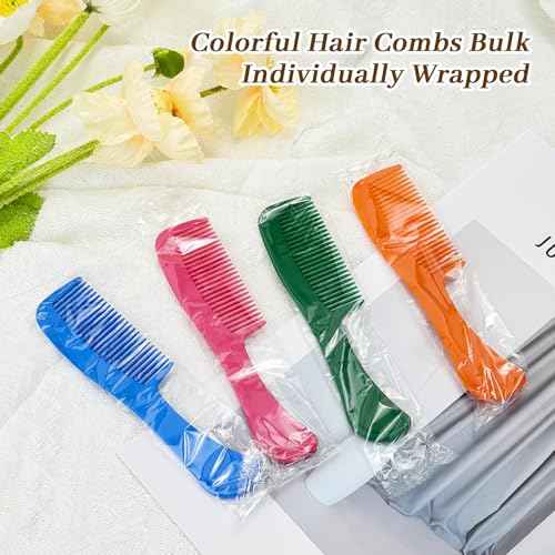 100 pcs Combs In Bulk Individually Wrapped, 4 color Pocket Hair Combs Set for Women, Men and Kids, Colorful Travel Comb Bulk for Airbnb Homeless Hotel Shelter Home Charity