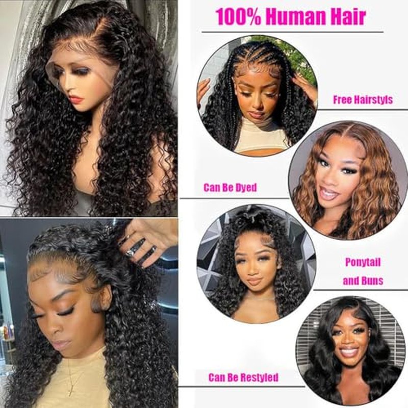 30 Inch Curly Lace Front Wigs Human Hair 200 Density 13x6 HD Transparent Jerry Curly Human Hair Wigs Glueless Wigs Pre Plucked Deep Curly Human Hair Wig for Women