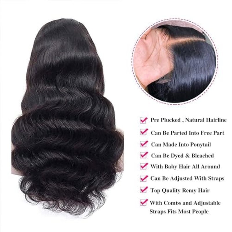 Chesma Body Wave Lace Front Wigs Human Hair 13x4 HD Lace Front Wigs Human Hair Pre Plucked Body Wave Glueless Frontal Wigs Human Hair 180 Density with Baby Hair (22 inch)