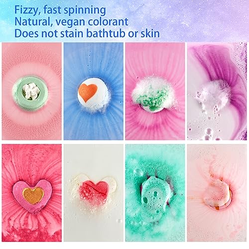 Bath Bombs for Girls - Bath Bombs, Valentines Day Gifts for Women Kids, Bubble Bath, Handmade Bath Bomb Gift Set Bathbombs Relaxing Spa Gifts Basket for Her Wife Mom Birthday