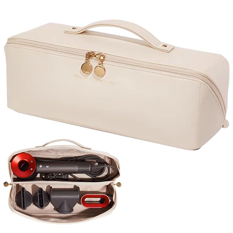 Linpr Travel Storage Bag for Dyson Airwrap & Shark Flexstyle, Portable Handheld Travel Case, Double Compartments Organizer with Large Opening, Waterproof Hair Dryer Carrying Case (White)