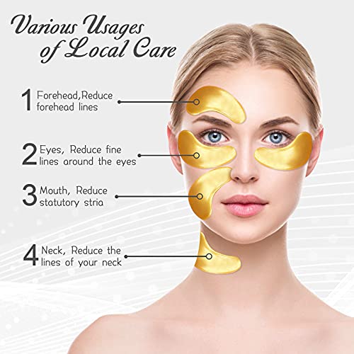Permotary 30 Pairs 24K Gold Gel Crystal Collagen Eye Pads, Under Eye Mask for Moisturizing,Fine Lines, Dark Circles& Puffy Eyes Under Eye Patches, Gold