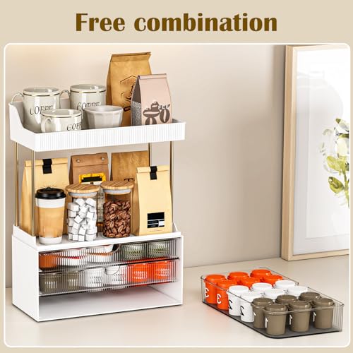 Bathroom Organizers and Storage - 3 Drawers 2 Tier Makeup Organizer, Cosmetic Storage Drawer for Dresser Countertop and Bathroom Vanity for Large Skincare, Perfume, Grey