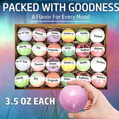 Bulk Bath Bombs Gift Set - 24 Nurture Me Organic Bath Bomb Kit - Moisturizing Bath Bombs Bath Gift Set ? Best Birthday Gifts for Women, Mom, Girls, Teens, Her