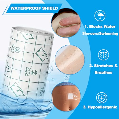 3 Rolls Second Skin Tattoo Cover, Waterproof Tattoo Aftercare Bandage Breathable Tattoo Cover Up Patch Tape Tattoo Flim 2", 4", 6" x 2.2 Yard Tattoo Supplies for Healing Wrap Swimming Shower
