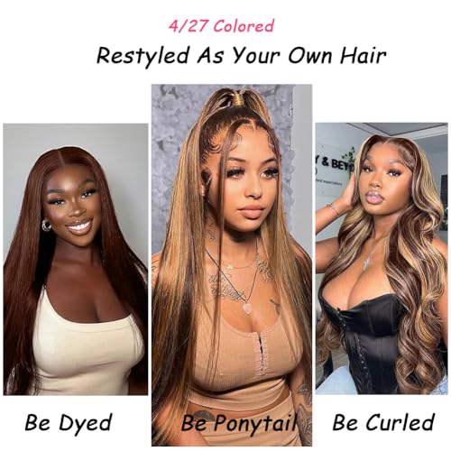 Beautymoon Ombre Raw Straight Bundles 18 20 22 Inch Brazilian Straight Hair Bundles 100% Unprocessed Virgin 4/27 Highlight Honey Blonde Weave Bundle Human Hair