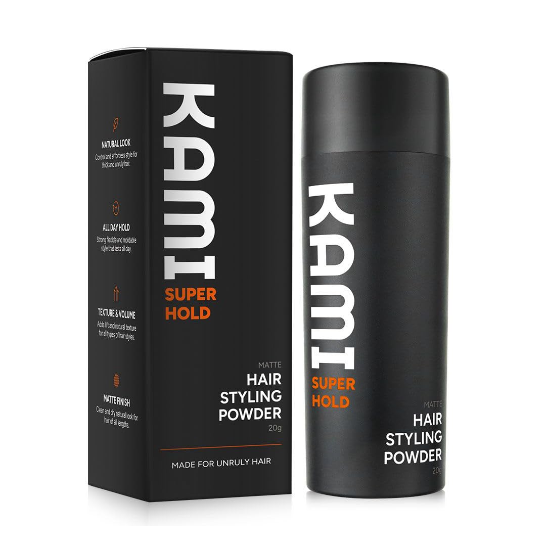 Kami Hair Texture Powder for Men - Strong Hold & Volume Powder - Texturizing Hair Product for Men’s Styling, Matte Finish, All-Day Hold for Thick Hair