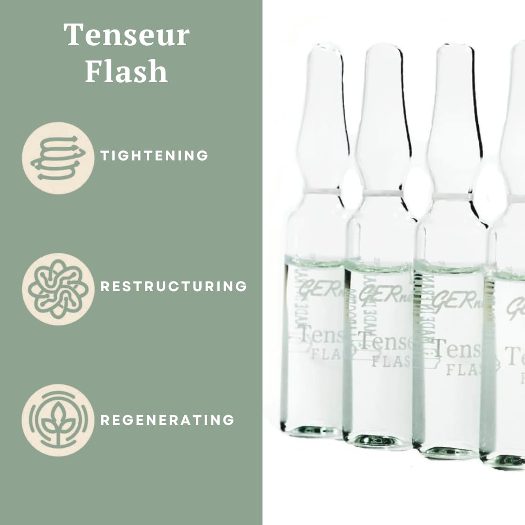 Gernetic Tenseur Flash Facial Ampoules - Intensive Lifting Treatment for Mature Skin | 7 x 2ml Vials