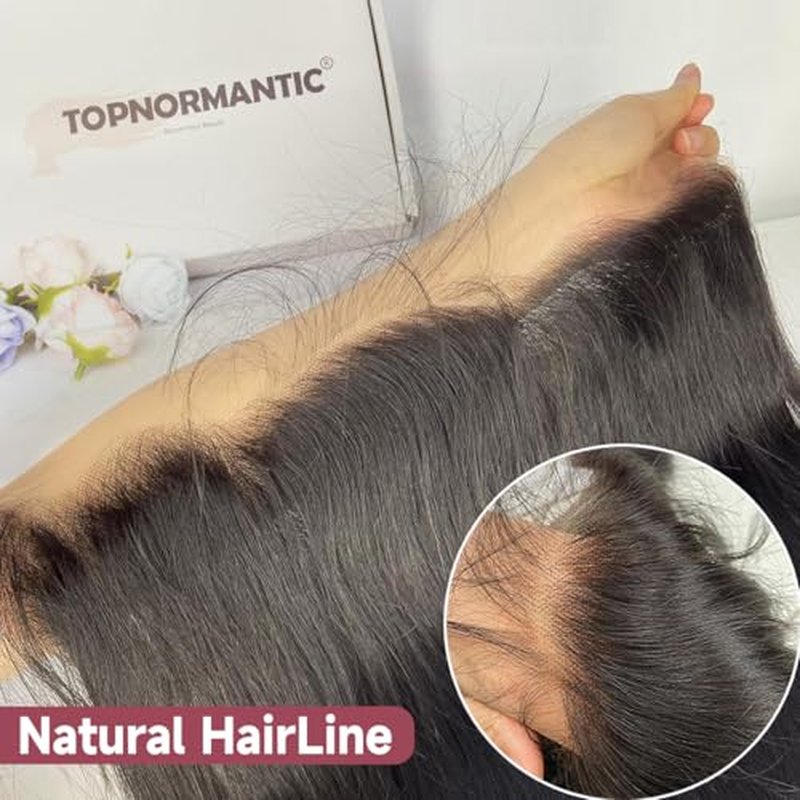 13x6 Lace Frontal, 0.12mm Ultra-Thin Invisible Transparent HD Swiss Lace Pre Plucked with Baby Hair Small Single Knots Ear to Ear Frontal Closure Natural Hairline Free Part 18 Inch