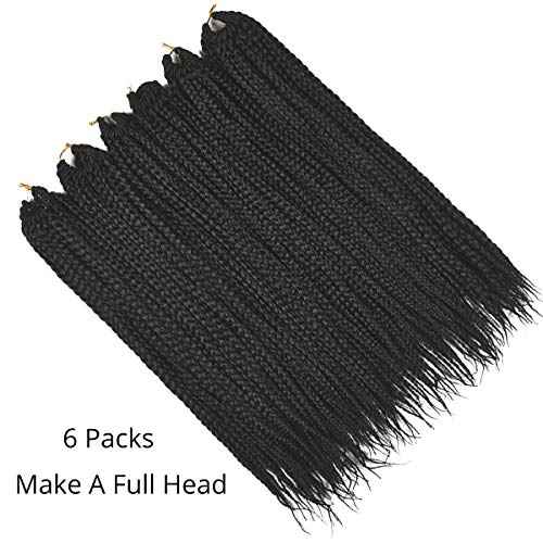 16 Inch Box Braid Crochet Hair,Crochet Box Braids,Crochet Braids Box Braids,Crochet Box Braids Pre Looped,1CM In Diameter 3X 100% Synthetic Hair Extensions(132 Strands,1B#)