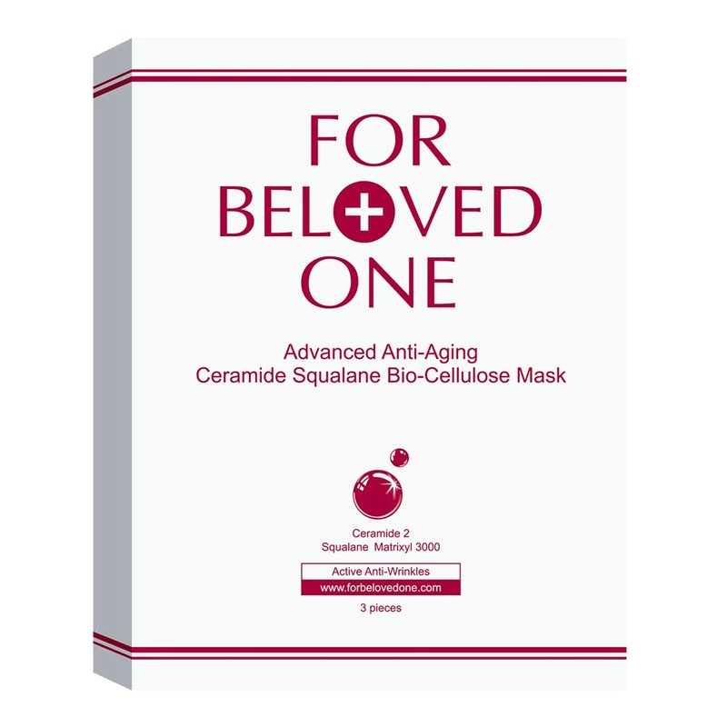 For Beloved One Advanced Anti-Aging Ceramide Squalane Bio-Cellulose Face Mask (Pack of 3) - for Skin Brightening, Moisturizing, and Anti-Aging