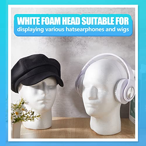 4 Count Wig Head Foam Mannequin Head Stand Wig Holder for Hat Display, White(21.26 Inch)