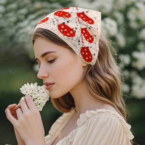 Crochet Hair Bandana,Triangle Head Scarf,Knitted Headband,Lace Bandana for Women,Crochet Bandana Kit