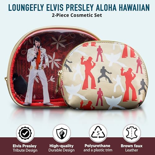 Loungefly Elvis Presley Aloha Hawaiian Print 2-Piece Cosmetic Set