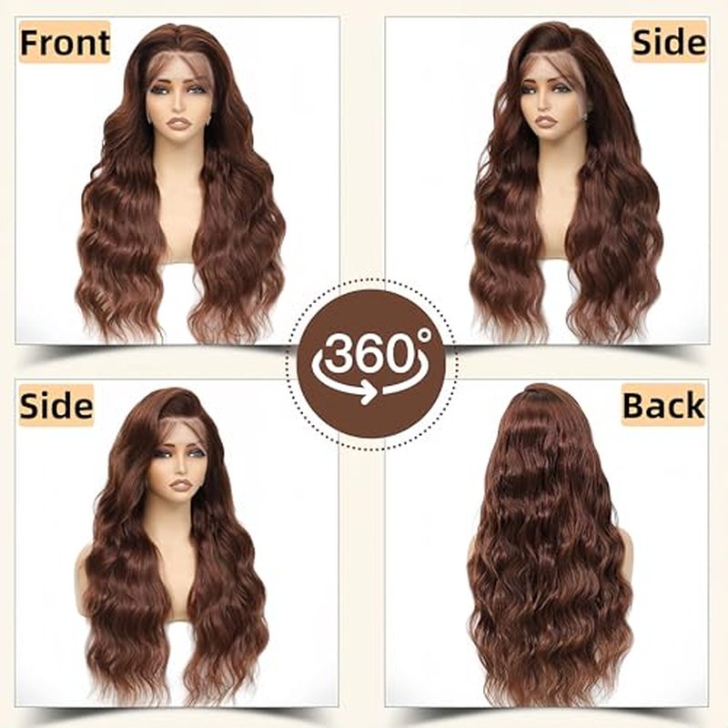 13x6 Lace Front Wigs Human Hair Pre Plucked Body Wave Chocolate Brown Lace Front Wig Human Hair 4# Brown Wig Body Wave Human Hair Wig 22 Inch