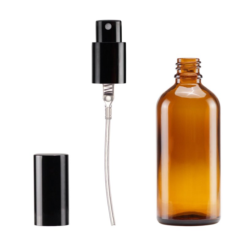 YIZHAO Amber Glass Spray Bottles 4oz, with Small Fine Mist Spray, Metal Cap, Refillable for Essential Oil,Travel,Cleaning,Perfume,Aromatherapy,Makeup – 9 Pcs