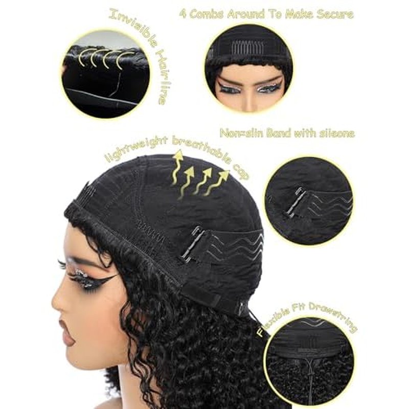 22 Inch Kinky Curly Half Wig Human Hair 3 In 1 Seamless Flip Over Half Wigs Human Hair Glueless Wear and Go 220 Density Beginner Friendly Drawstring Headband Wig for Women (KC Half Wig, 22 Inch)