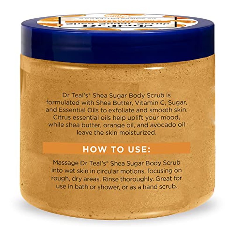 Dr Teal's Shea Sugar Body Scrub, Citrus with Essential Oils & Vitamin C, 19 oz