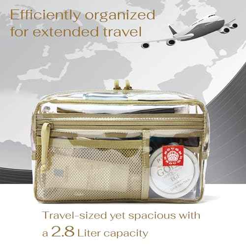 Rough Enough Clear Toiletry Bag for Traveling Women Travel Size Toiletries Makeup Cosmetic Organizer Large Stiff