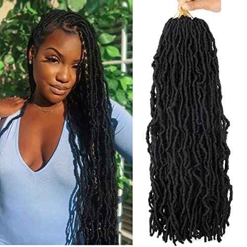 7 Packs 24 Inch Soft Locs Crochet Hair Pre Looped Faux Locs Crochet Braids for Butterfly Locs Dreadlocs Synthetic Hair For Black Women (1B, 24 Inch (Pack of 7))