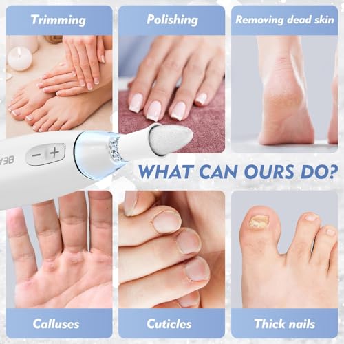 BEAUTURAL Electric Nail Drill, Professional Electric Nail File Machine with10 Attachments & 20 Sanding Bands, Low Noise Vibration for Home Nail Art Manicure Pedicure [Not Rechargeable and Cordless]
